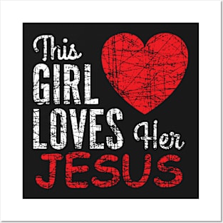 This Girl Loves Her Jesus Heart Design Posters and Art